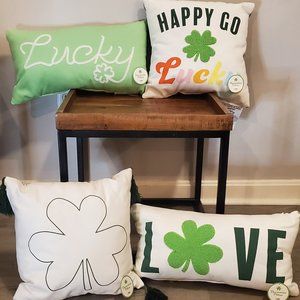 Set of 4 New St. Patrick's Day/Shamrock Themed Throw Pillows